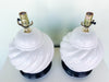 Pair of White Ceramic Swirl Lamps