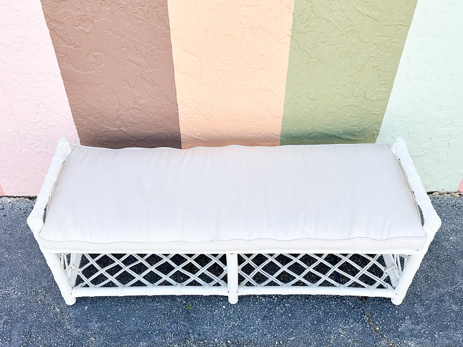 Palm Beach Chic Rattan Lattice Bench