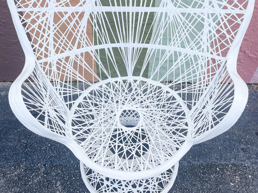 Pair of Chic White Webspun Peacock Chairs