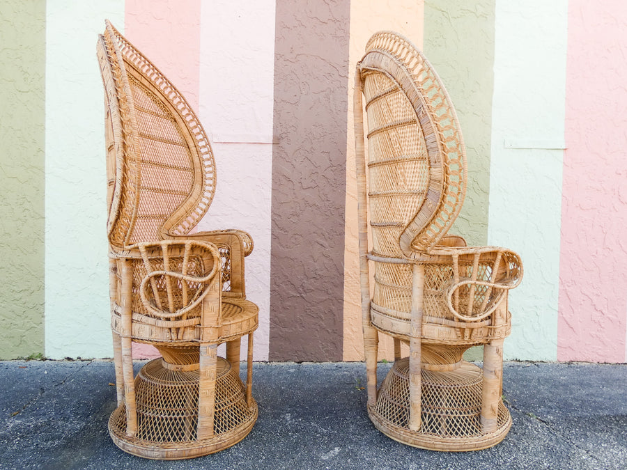 Pair of Fab Natural Peacock Chairs