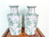 Pair of Gorgeous Green and White Vases