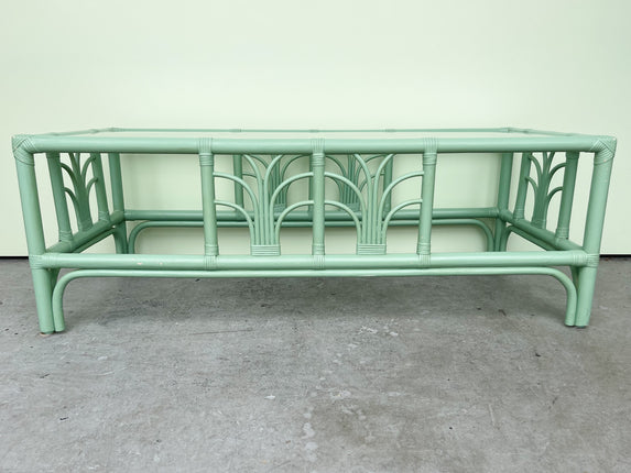 Sea Green Rattan Coffee Table