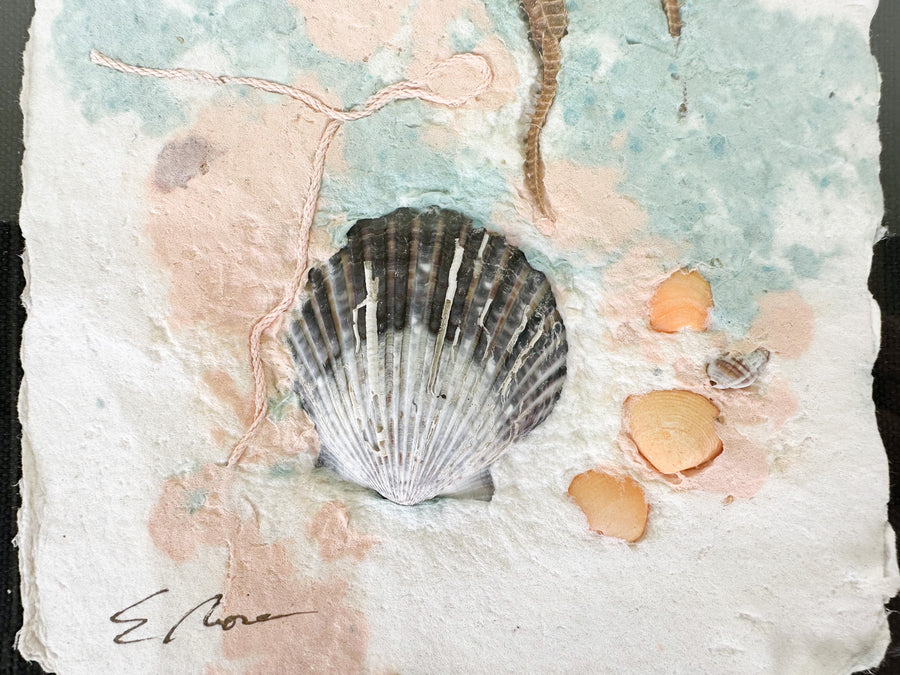 Pair of Linen and Shell Original Art