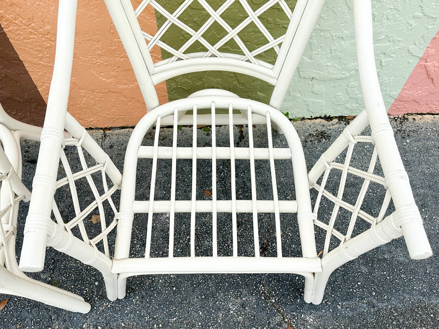 Pair of Rattan Lattice Love Chairs