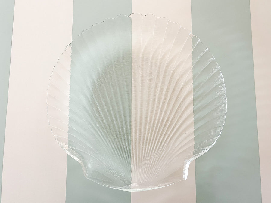 Set of Eight Glass Clam Shell Dinner Plates