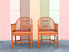 Pair of Tortoiseshell Rattan Brighton Style Chairs