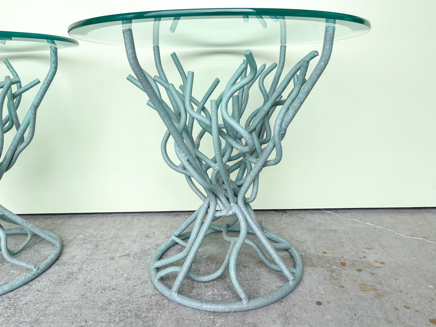 Pair of Faux Coral Iron Side Tables