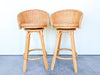 Pair of Braided Rattan and Wicker Bar Stools