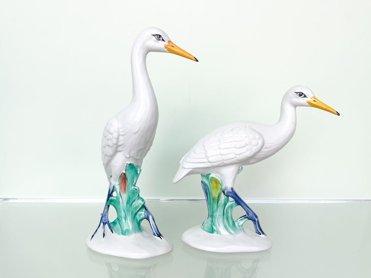 Pair of Italian Ceramic Herons