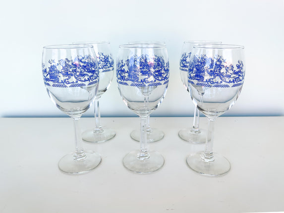 Set of Six Pagoda Wine Glasses