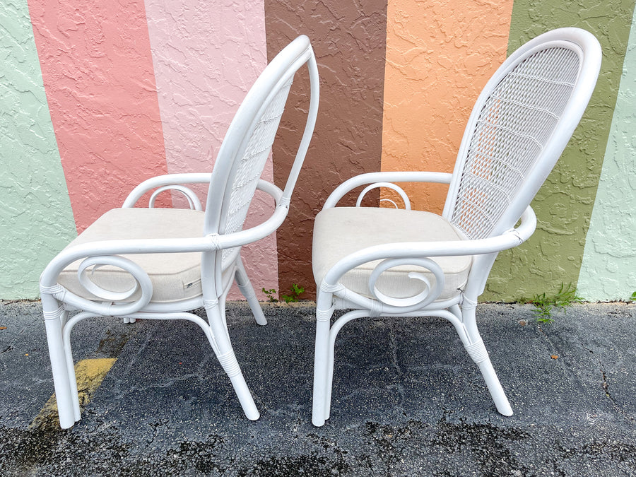 Pair of Balloon Back Rattan Chairs