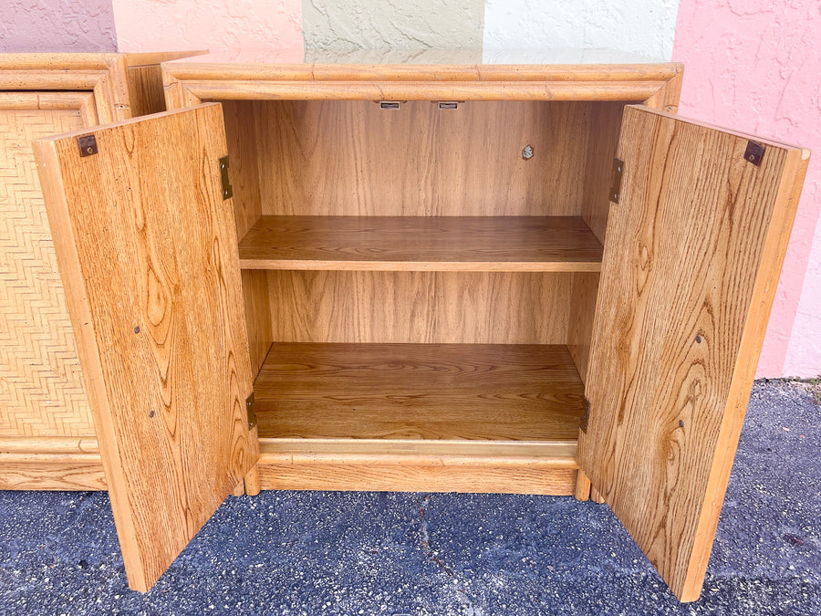 Pair of Oversized Natural Faux Bamboo Nightstands
