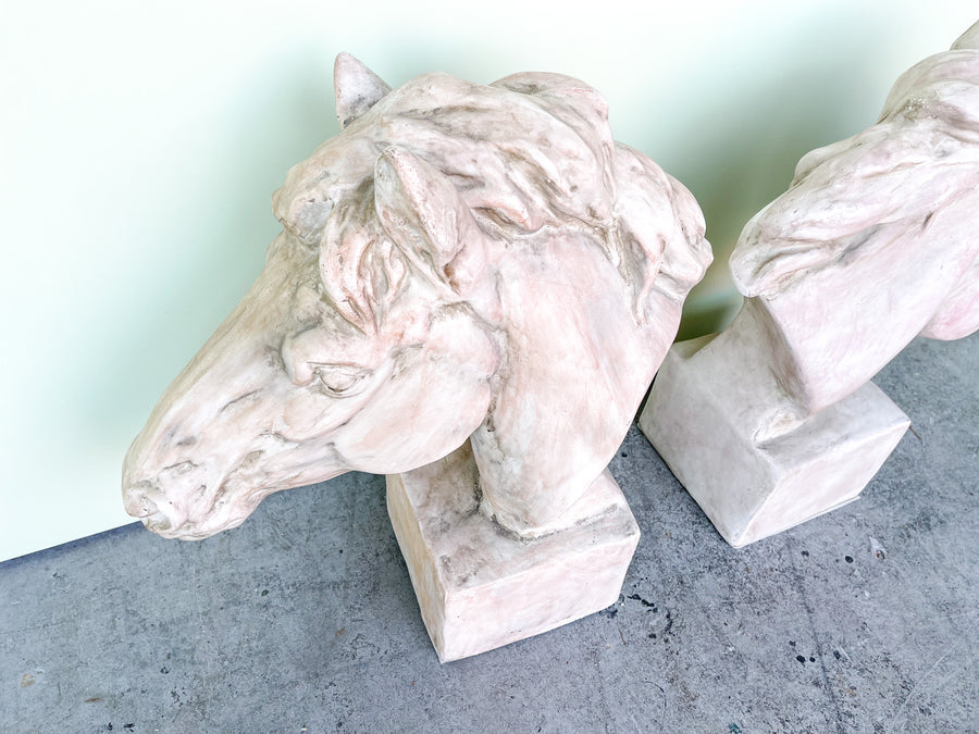 Pair of Large Horse Bust Sculptures