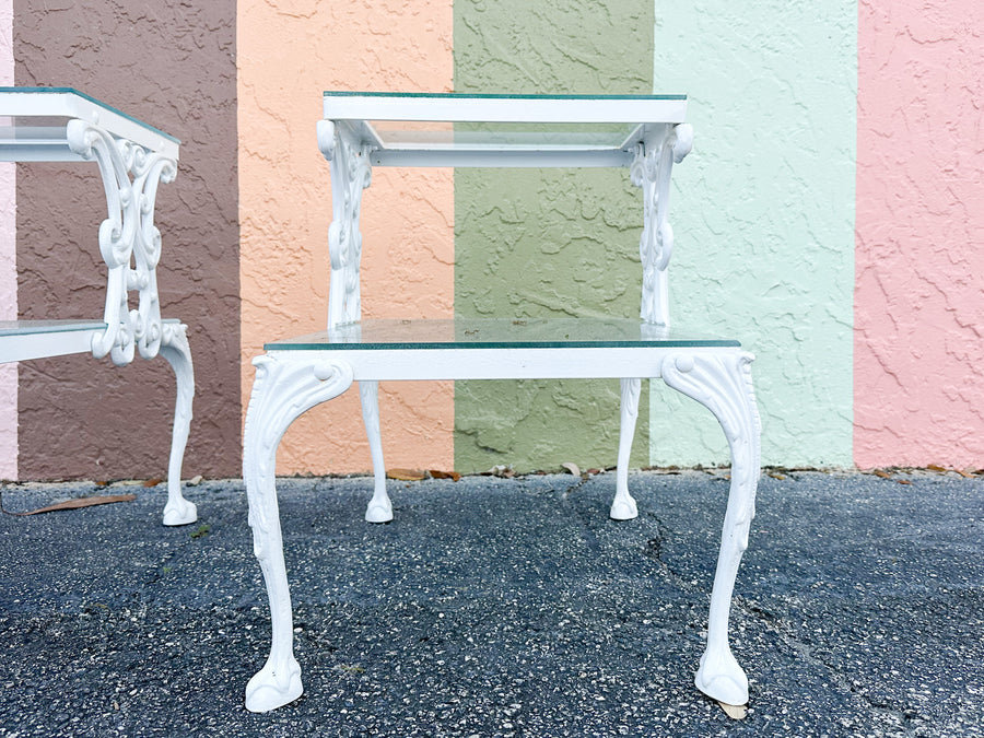 Pair of Palm Beach Chic Two Tier Side Tables