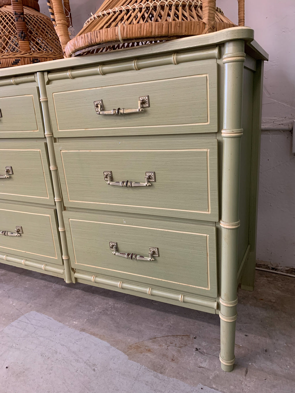 Green Faux Bamboo Dresser Green Faux Bamboo Dresser