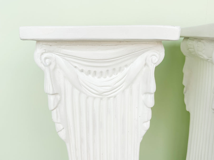 Pair of Swag and Tassel Plaster Pedestals