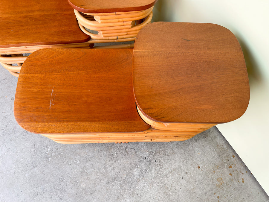 Pair of Frankl Style Rattan Side Tables