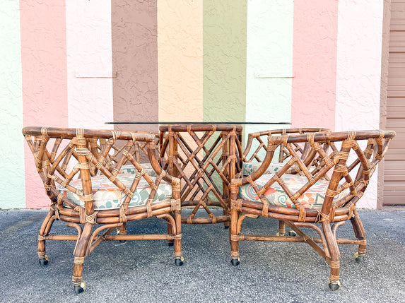 Chippendale Rattan Dining Table and Chairs