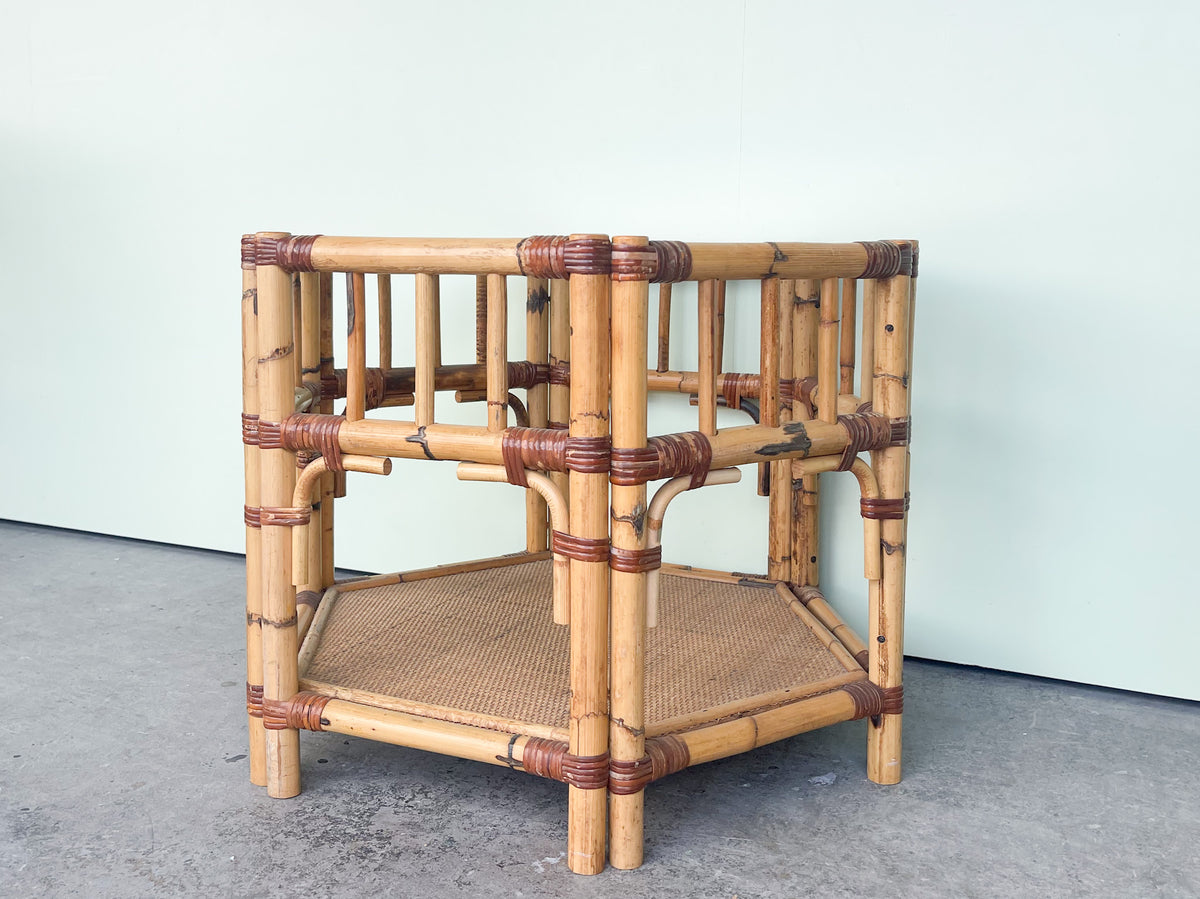 Old Florida Rattan Side Table