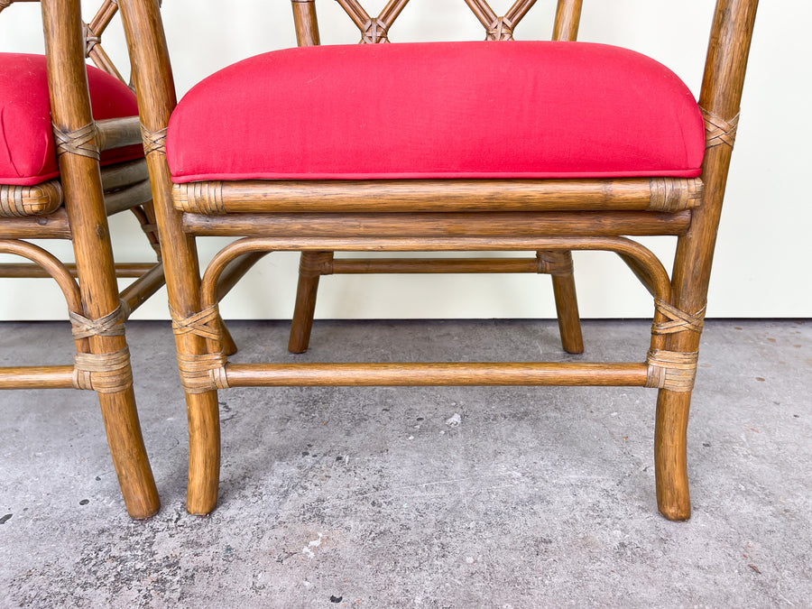 Pair of Rattan Fretwork Arm Chairs
