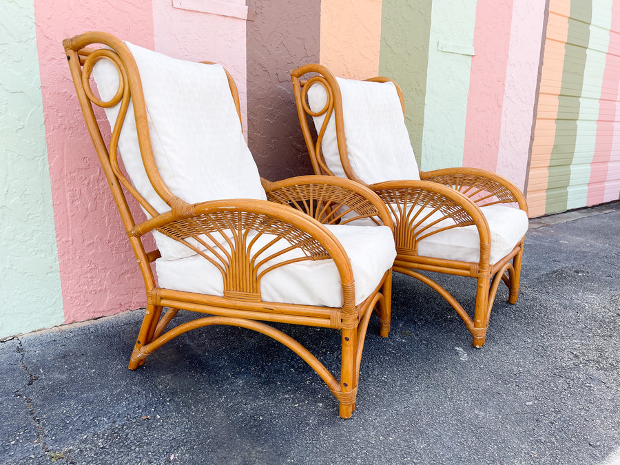 Pair of Islandy Rattan Lounge Chairs