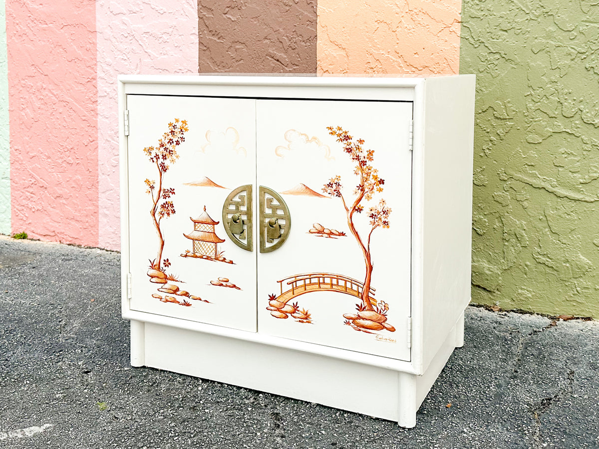Hand Painted Chinoiserie Oversized Nightstand