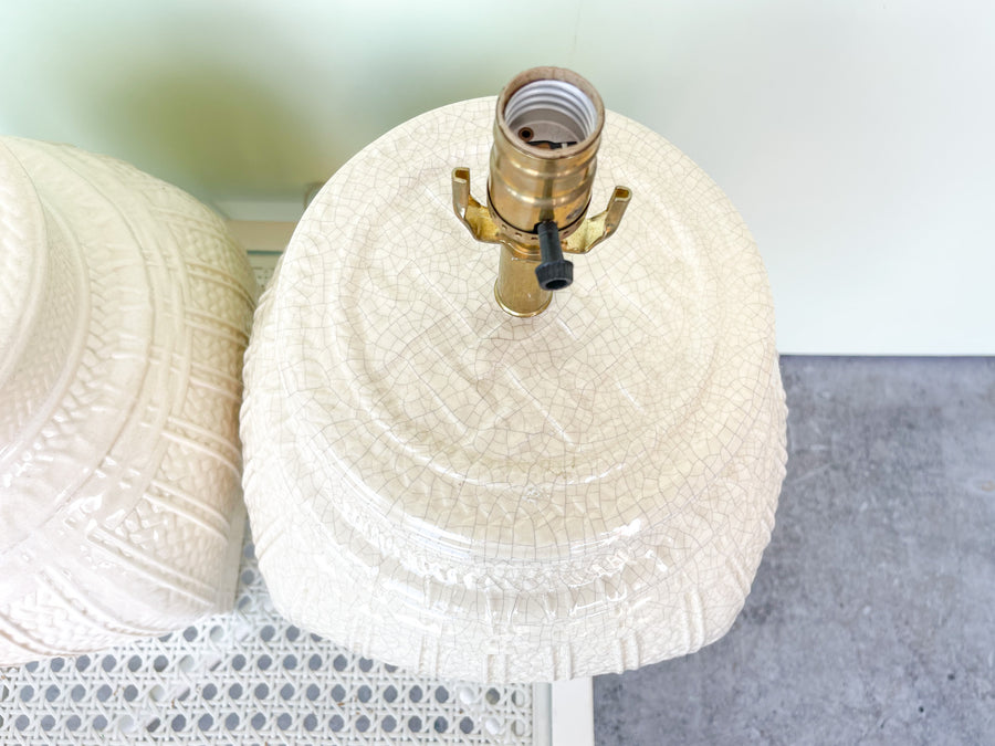 Pair of Ceramic Basket Lamps