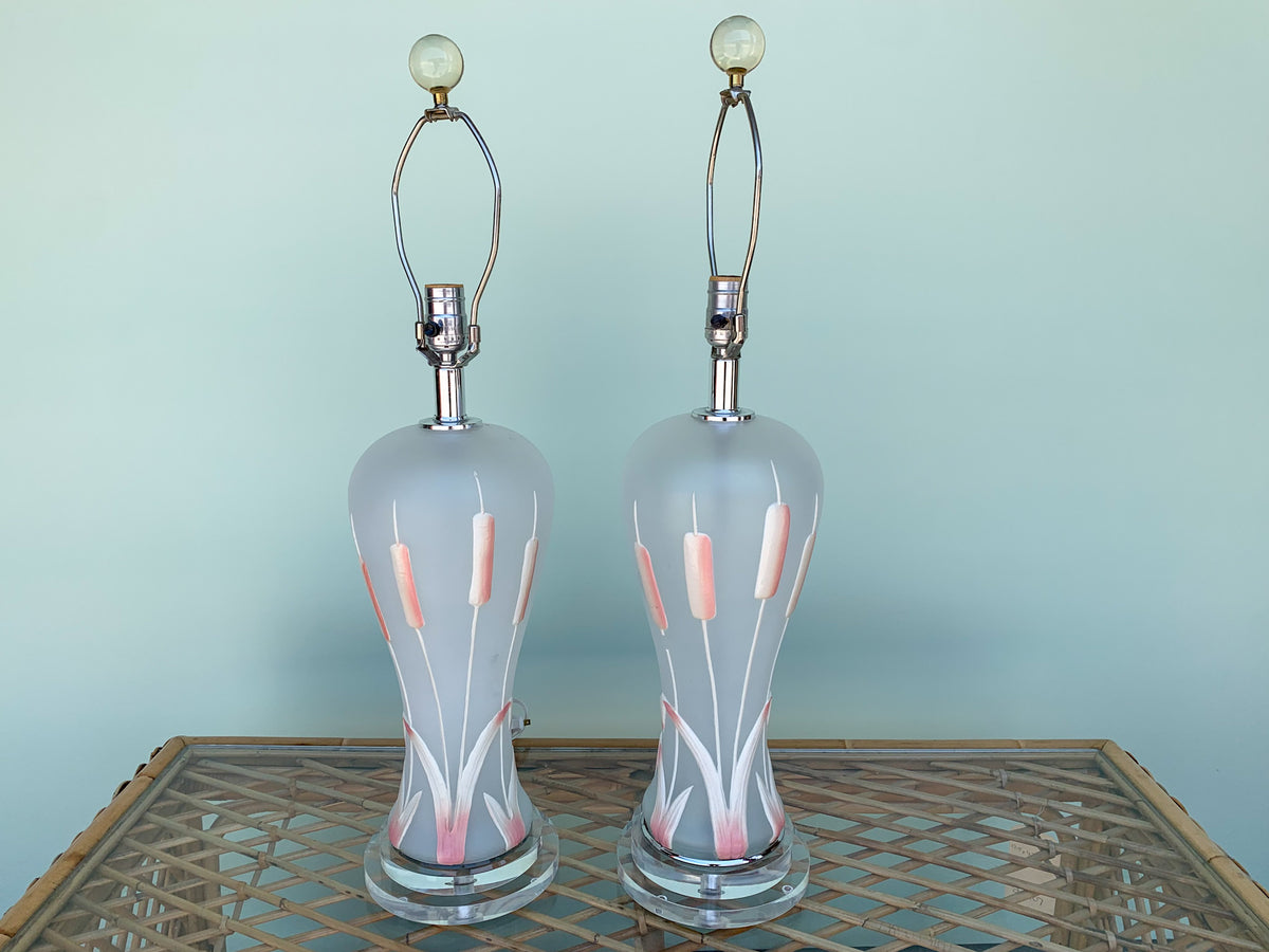Pair of Blush Cattail Lamps