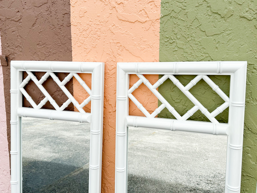 Pair of Palm Beach Faux Bamboo Chippendale Mirrors