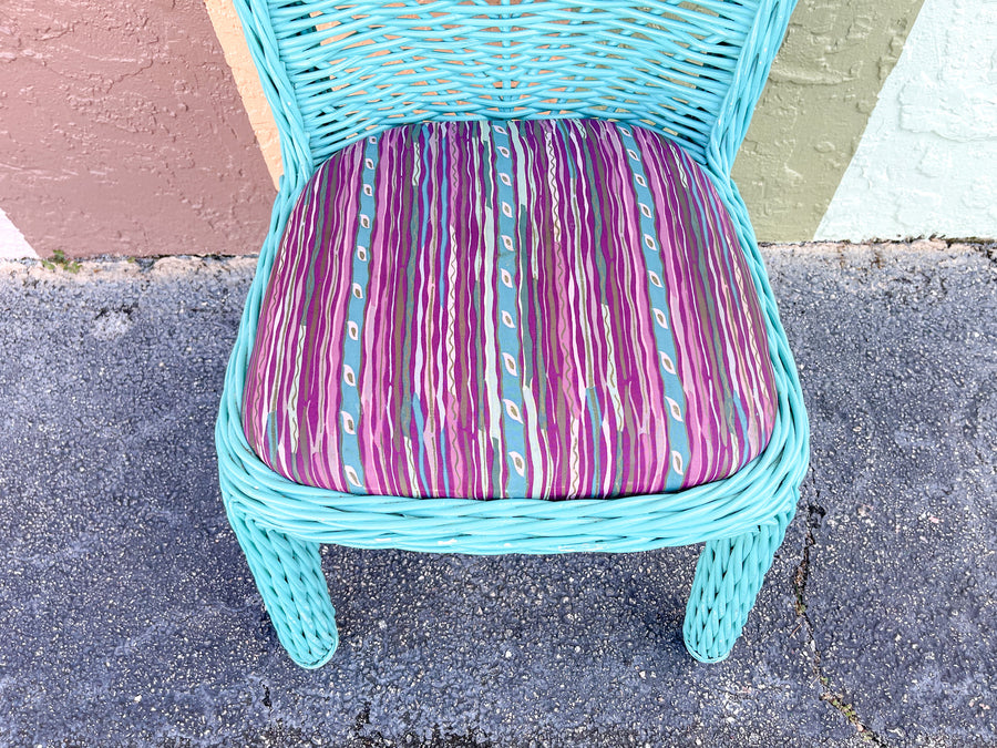 Twisted Turquoise Rattan Breakfast Set