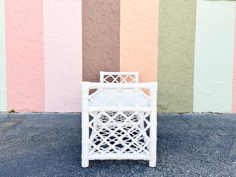 Palm Beach Chic Rattan Lattice Bench