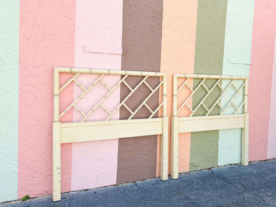Pair of Faux Bamboo Chippendale Twin Headboards