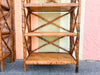 Pair of Island Style Tortoiseshell Rattan Etageres