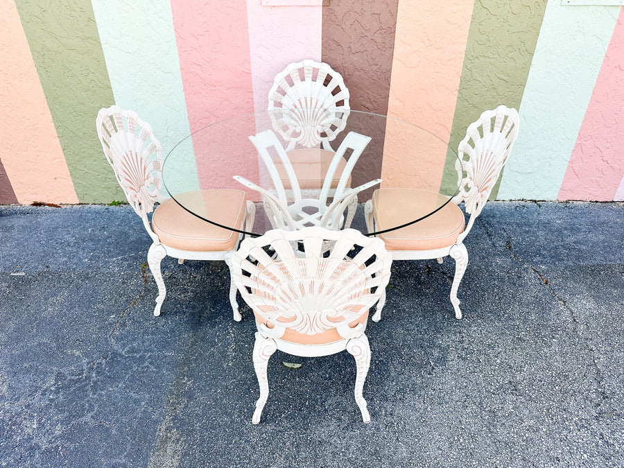 Palm Beach Chic Grotto Shell Back Outdoor Dining Set