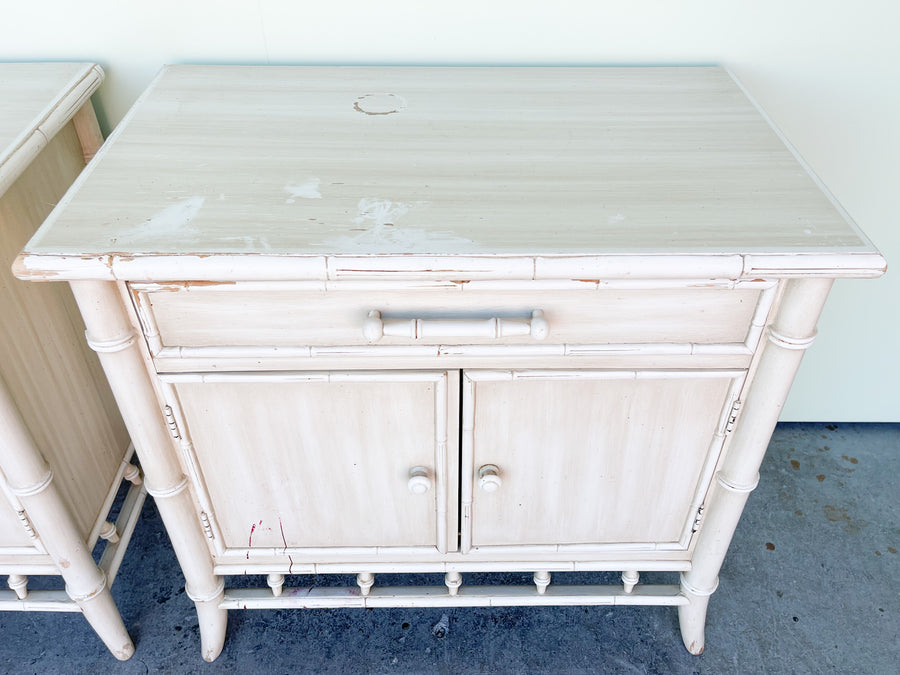 Pair of Century Faux Bamboo Nightstands