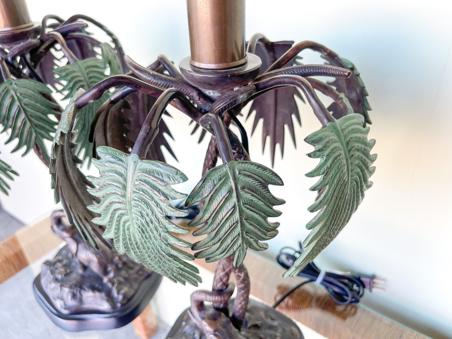 Pair of Curry and Company Elephant Palm Lamps