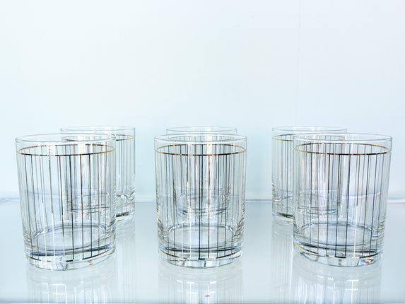 Set of Six Culver Pinstripe Glassware