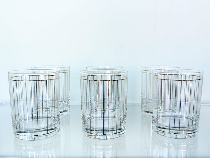 Set of Six Culver Pinstripe Glassware