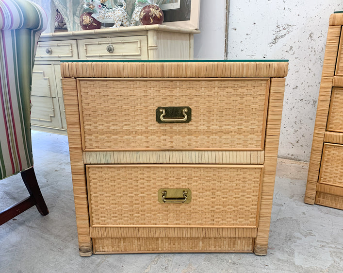 Pair of Petite Rattan Wrapped Chests