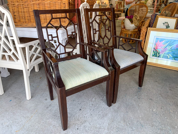 Pair of The Breakers Fretwork Arm Chairs