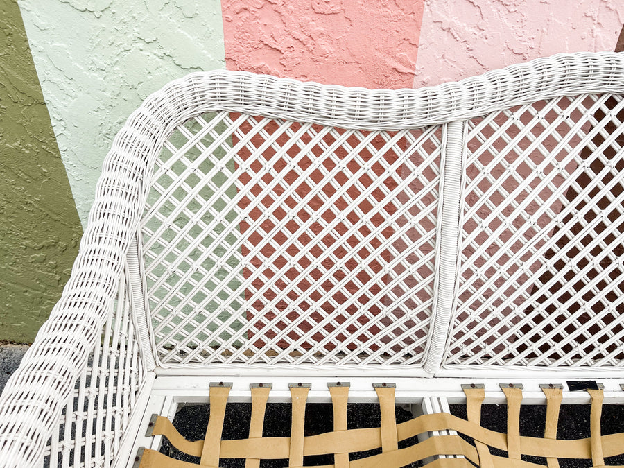 Palm Beach Braided Lattice Wicker Sofa