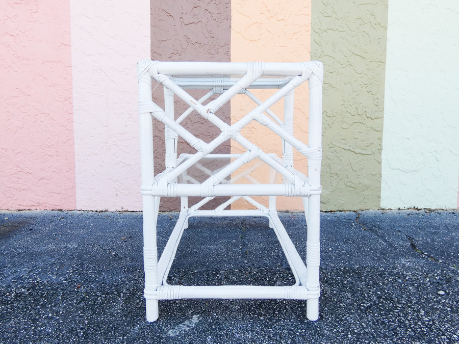Two Tier Chippendale Rattan Side Table
