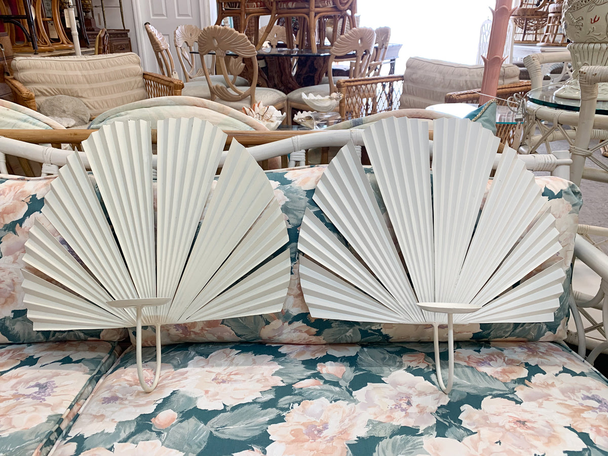 Pair of Island Palm Candle Wall Sconces