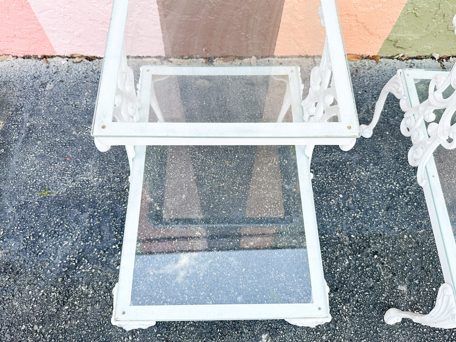 Pair of Palm Beach Chic Two Tier Side Tables