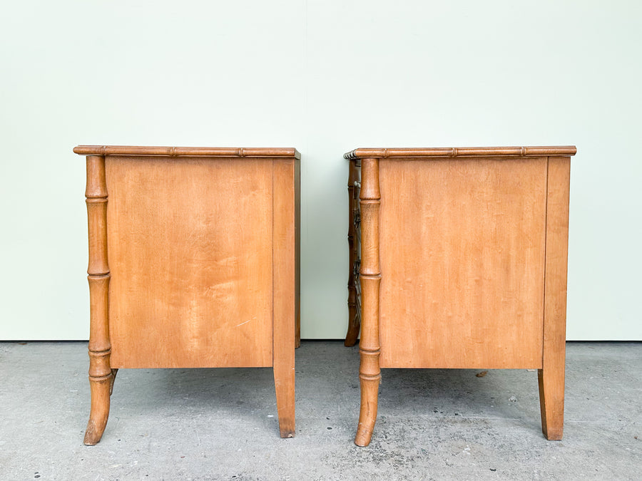 Pair of Palm Beach Faux Bamboo Nightstands