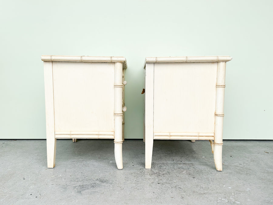 Pair of Palm Beach Chic Faux Bamboo Nightstands