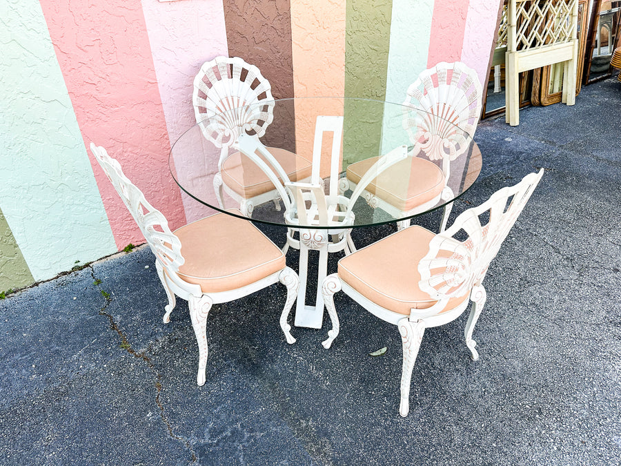 Palm Beach Chic Grotto Shell Back Outdoor Dining Set