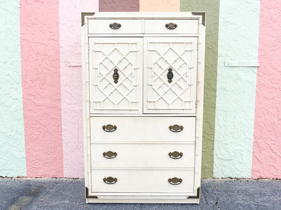 Faux Bamboo Fretwork Armoire