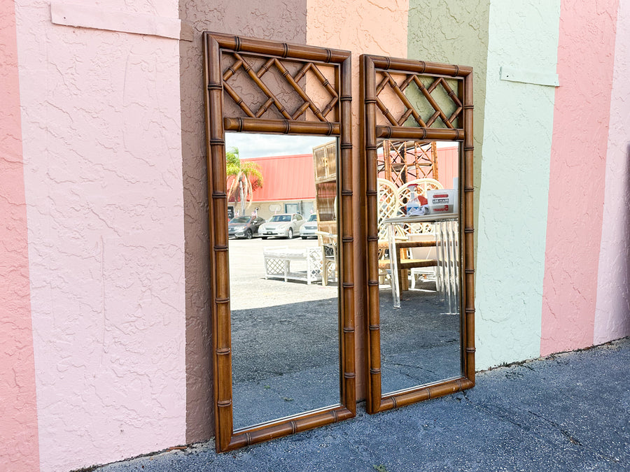 Pair of Faux Bamboo Chippendale Mirrors