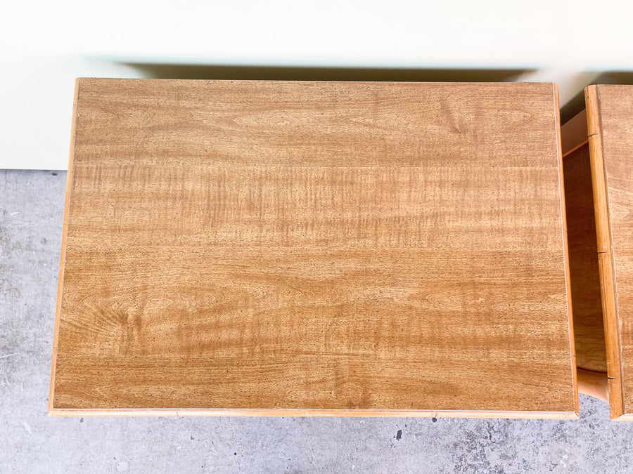 Pair of Natural Faux Bamboo Nightstands